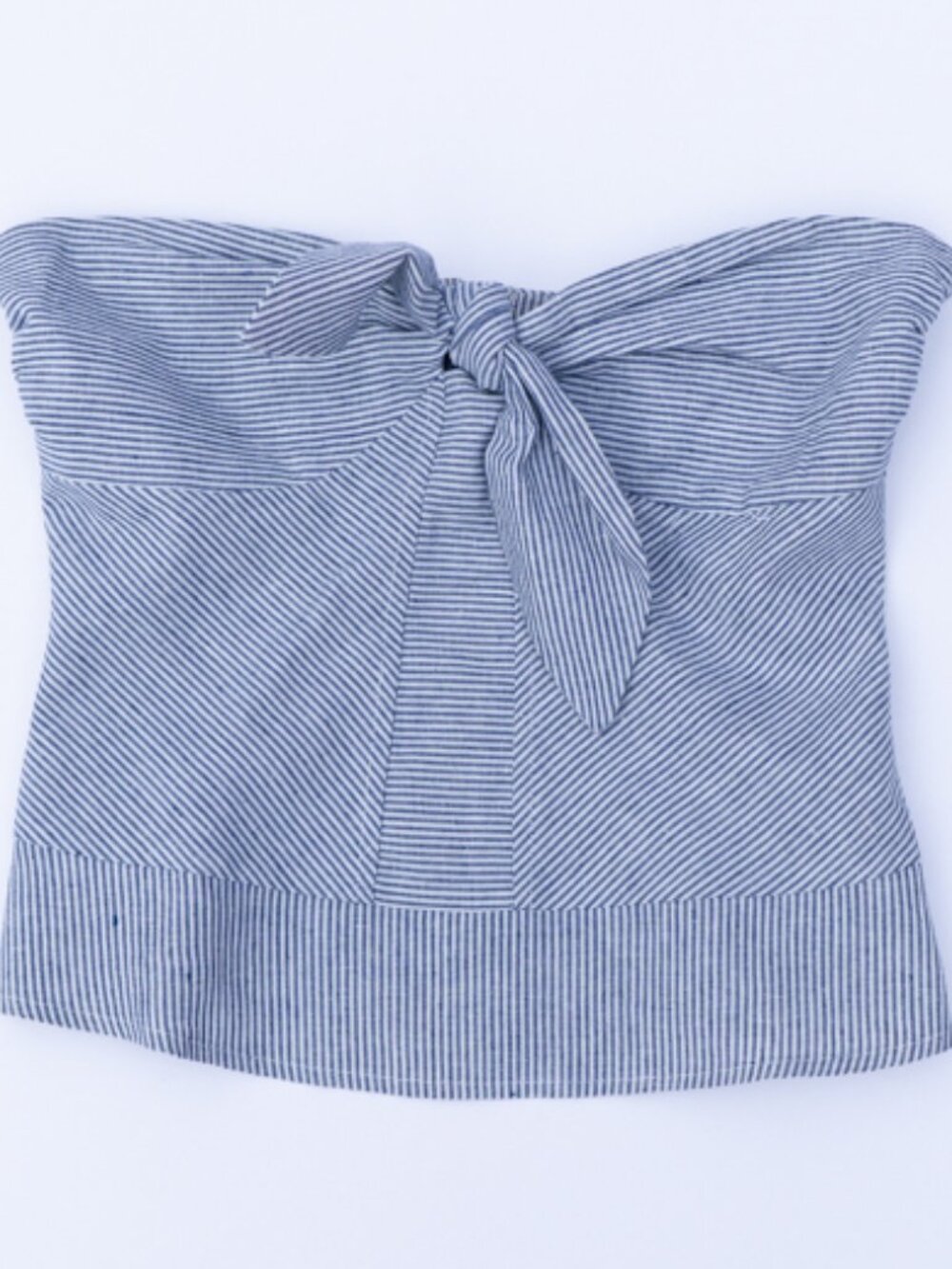 NWOT Coastal Linen Top Lucca Couture Preppy Nautical Shirt Strapless Blue White